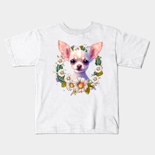 Floral Chihuahua Kids T-Shirt